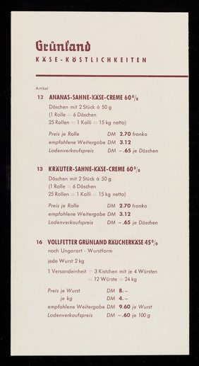 Grünland Ananas-Sahne-Käse-Creme : 60% Fett i.T. mit 10% Ananassaft / Allgäuer Käsewerke.