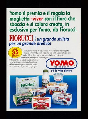 Grande promozione : Yomo ti premia con la maglietta "viva" creata in esclusiva da Fiorucci : Yomo, 'Lo yogurt' : c'è vita dentro / Yomo.