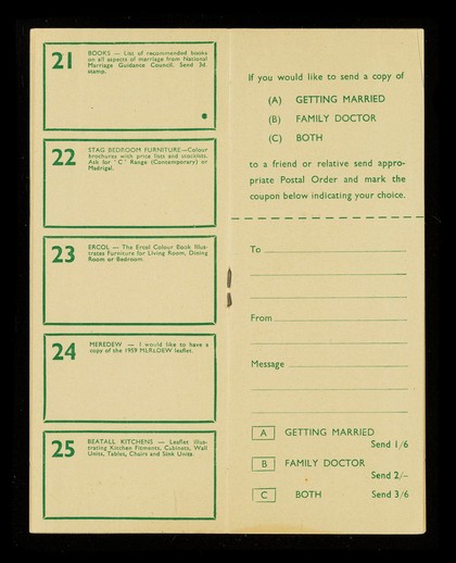 Family Doctor's shopping aid to those who are getting married : this book of coupons has been included to help you in obtaining more information about the products advertised... : a Family Doctor special advertising feature.
