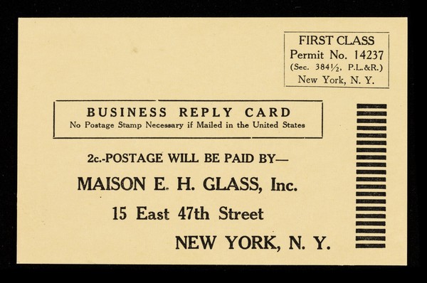 Maison E.H. Glass, Inc. : importers : phone WIckerham 2-3316... : please send the following order.