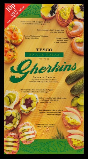 Snack ideas with gherkins / Tesco.