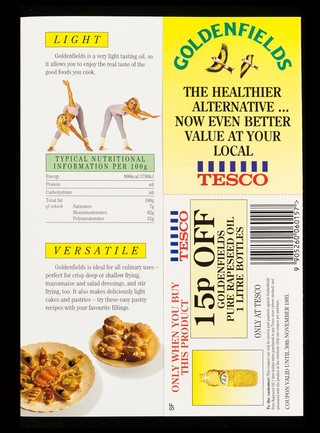 What's light, lowest in saturates, pure and versatile and available from Tesco : Goldenfields naturally / Beoco Ltd.