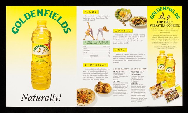What's light, lowest in saturates, pure and versatile and available from Tesco : Goldenfields naturally / Beoco Ltd.