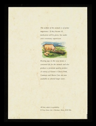 Nature's choice pork & bacon : specially selected pork and bacon traditionally reared / Tesco Stores Ltd.