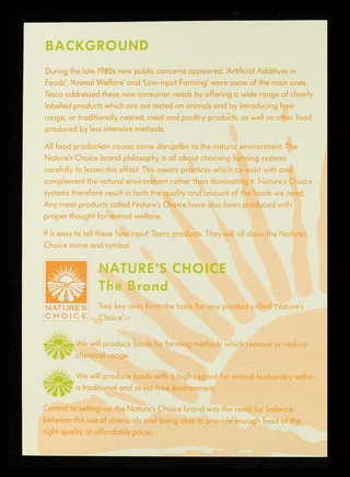 The Tesco new quality initiative, nature's choice / Tesco Stores Ltd.