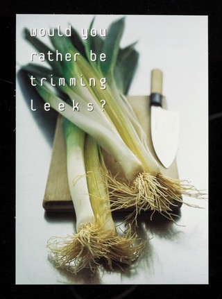 Would you rather be trimming leeks? / Birds Eye.