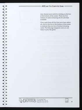 AIDS and you game / British Medical Association, West Sussex District Health Authority ; distributed by Daniels Publishing.