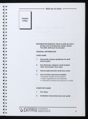 AIDS and you game / British Medical Association, West Sussex District Health Authority ; distributed by Daniels Publishing.