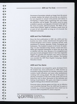 AIDS and you game / British Medical Association, West Sussex District Health Authority ; distributed by Daniels Publishing.