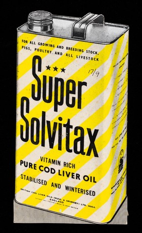 Super Solvitax : vitamin rich pure cod liver oil : stabilised and winterised / British Cod Liver Oils (Hull & Grimsby) Ltd.