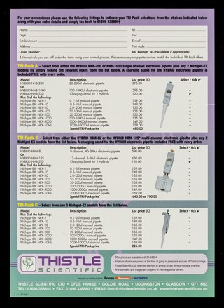 Nichiryo TRI-pack offers / Thistle Scientific Ltd.