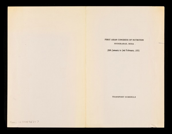 First Asian Congress of Nutrition, Hyderabad, India : 28th January to 2nd February, 1971 : Transport schedule.