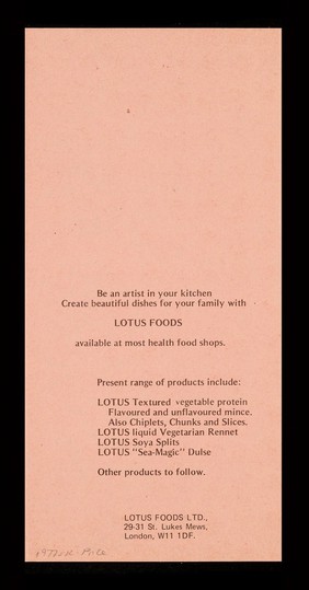 Lotus Foods Ltd. : be an artist in your kitchen. Create beautiful dishes for your family with Lotus foods : available at most health food stores.