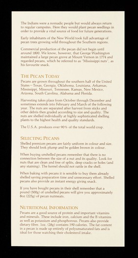 Pecans USA : America's flavourite nut / U.S.A. Pecan Press Office.