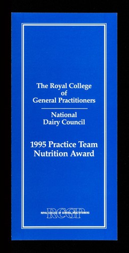 1995 practice team nutrition award / Royal College of General Practitioners, National Dairy Council.