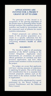 1995 practice team nutrition award / Royal College of General Practitioners, National Dairy Council.