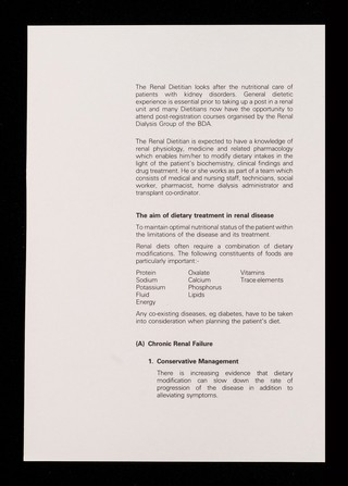 The renal dietician / British Dietetic Association.