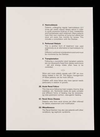 The renal dietician / British Dietetic Association.