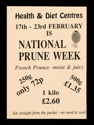 Health & diet centres, 17th- 23rd February is National Prune Week : French prunes- moist & juicy.