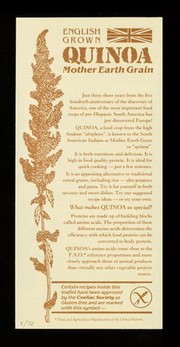 English grown quinoa : mother Earth grain.