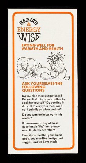 Health & energy wise : ask yourself the following questions... / produced by Bloomsbury Health Education in association with Westminster Age Concern.