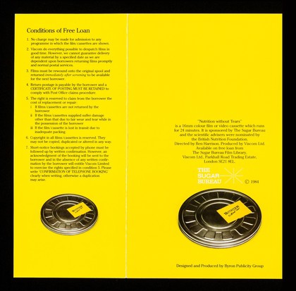 Nutrition without tears : a Sugar Bureau film : VHS and Betamax cassette now available : free loan... / The Sugar Bureau.