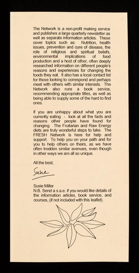 The FRESH Network : Fruitarian & Raw Energy Support & Help : for intuitive raw food eating / Susie Miller.