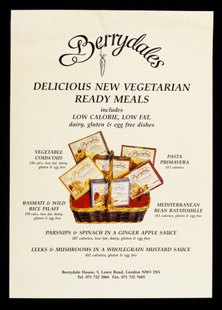 Berrydales delicious new vegetarian ready meals includes low calorie, low fat, dairy, gluten & egg free dishes / Berrydale.