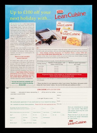 Look good, feel good and gain pounds : Findus Lean Cuisine will give you up to £100 off your next holiday / Nestlé UK Ltd.