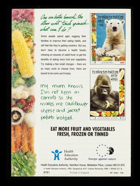 Enjoy fruit & veg : eat well, feel well, be well / Health Education Authority, Europe Against Cancer.