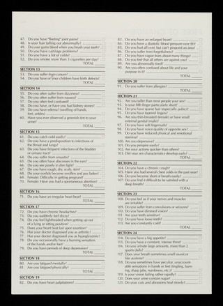 Nutrient deficiency test / Nutrition Laboratory.