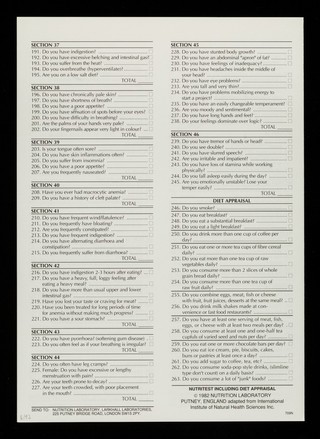 Nutrient deficiency test / Nutrition Laboratory.