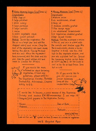 Space Sheep & Astro Pig's very easy veggie recipes / Vegetarian Society.
