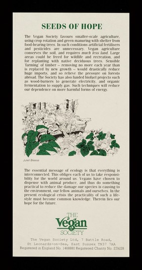 Are your meals costing the Earth? : Are they turning forest into desert? Threatening wildlife habitats? Poisoning the environment? / The Vegan Society ; illustrated by Juliet Breese.