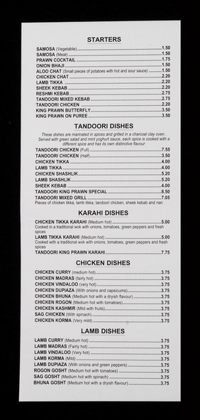 Curry / Massala Indian Take Away.