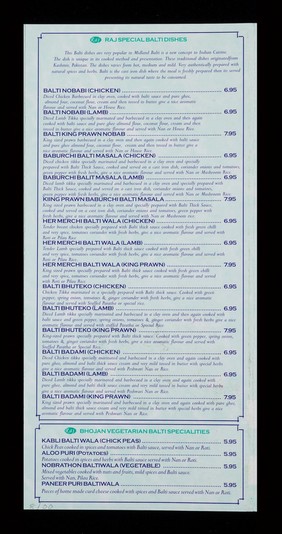 Raj Bhojan : balti house, Indian cuisine : 5 Lewisham Way, Newcross, SE14 6PP... / Raj Bhojan tandoori restaurant.
