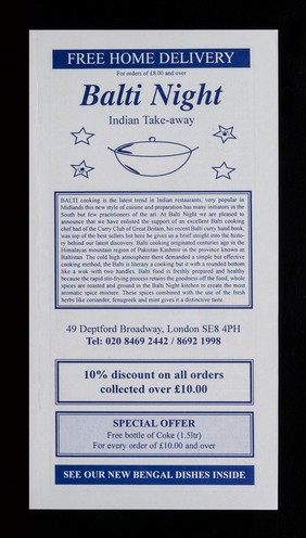 Balti Night Indian take-away... : 49 Deptford Broadway, London SE8 4PH.
