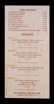 New Winner : Chinese, Thai, Malaysian & Vietnamese cuisine : eat in or take away : restaurant quality at take away prices : 278 Lewisham High Street, London.