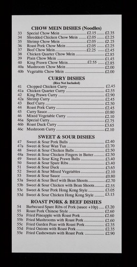 Palace : delicious Chinese food to take away : 18 Loampit Hill, Lewisham, London SE13.