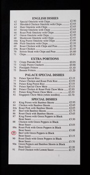 Palace : delicious Chinese food to take away : 18 Loampit Hill, Lewisham, London SE13.