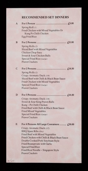 Lucky Star : Chinese meals to take away : telephone orders welcome.