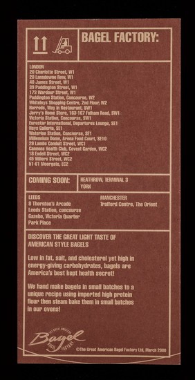 Menu / The Great American Bagel Factory Ltd.