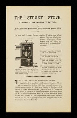 The "Stuart" stove : (Colonel Stuart-Wortley's patent) : medal awarded at International Health Exhibition, London, 1884.