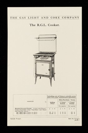 The R.G.L. cooker / Gas Light and Coke Company.