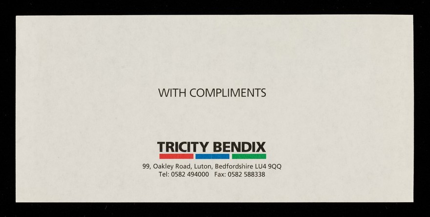 With compliments / Tricity Bendix.