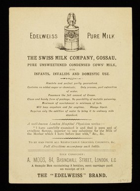 The Swiss Milk Company, Gossau : the "Edelweiss" brand / A. Moos.