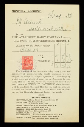 Monthly account / The Aylesbury Dairy Company Limited.