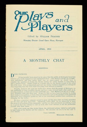 Our plays and players : April 1933 / Grand Opera House (Harrogate).