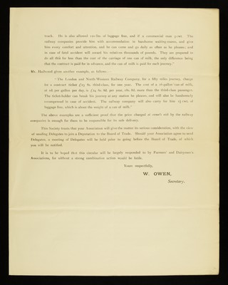 RE carriage of milk / W. Owen.