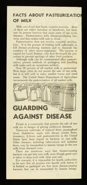 Facts about pasteurization of milk / U.S. Dept. of Agriculture.